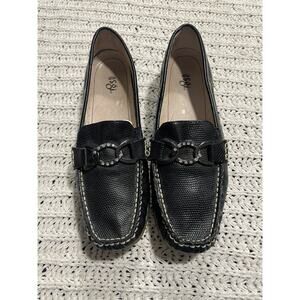 Asgi Leather Faith Slip On Driving Loafers Womens Sz 8 M W1025-BLAK 020208 Black